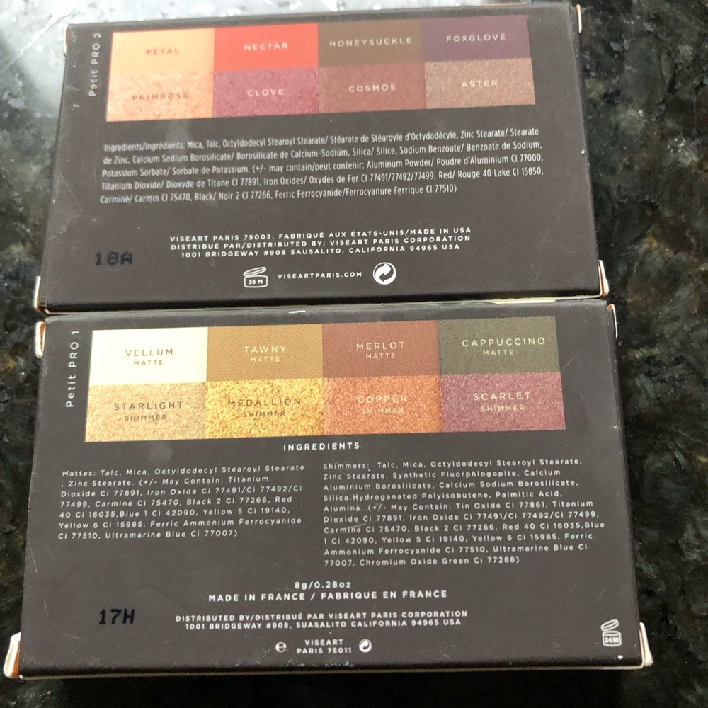 Viseart shadow palettes